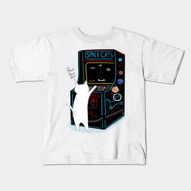 Arcade Game Kitty Kids T-Shirt by KilkennyCat Art